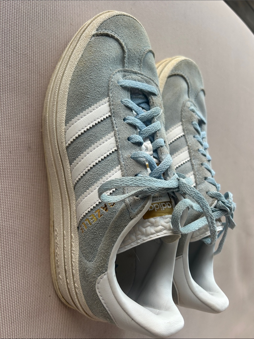 adidas Suede Pale Blue & White Classic Lace-Up Sneakers